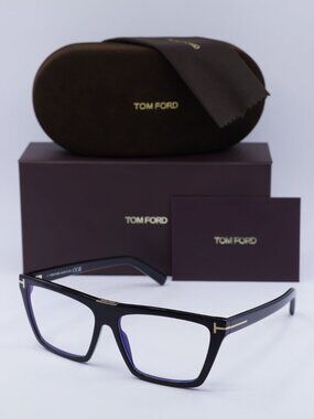 Tom Ford FT5912-B 001 Rectangle Eyeglasses 57mm – Shiny Black